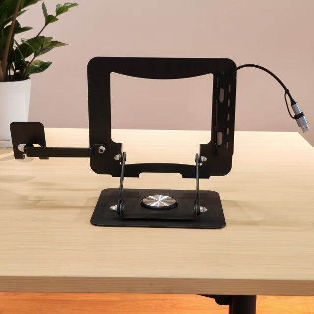 Support Ordinateur Ergonomique 2-en-1 avec Hub USB-C & Support Téléphone – Rotation 360°