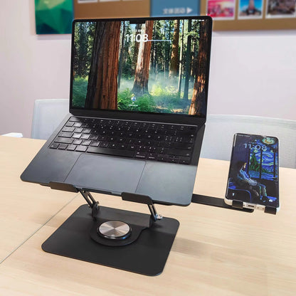 Support Ordinateur Ergonomique 2-en-1 avec Hub USB-C & Support Téléphone – Rotation 360°